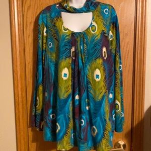 Simonton Says size 1X multicolored print shirt
